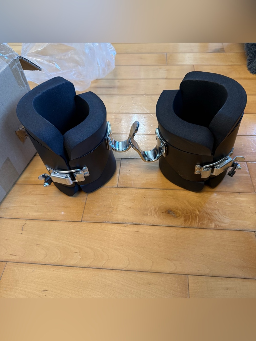 Black Foam Ankle/Calf Support Cuffs with Chrome Connector